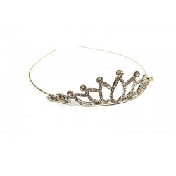 HA3037-Crystal Tiara Silver Headband